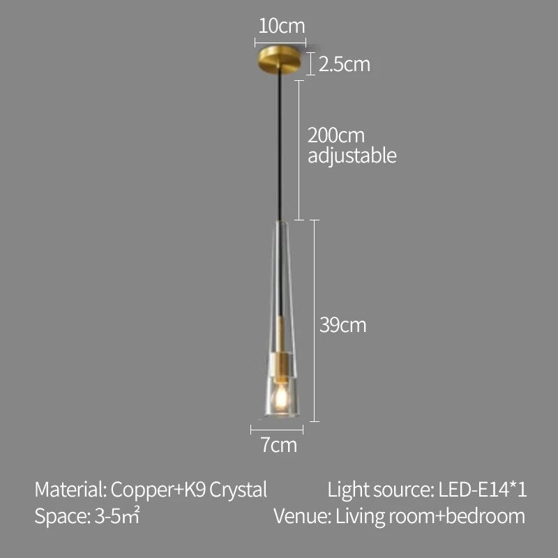 Petite suspension design LED en verre et métal AKCESORI