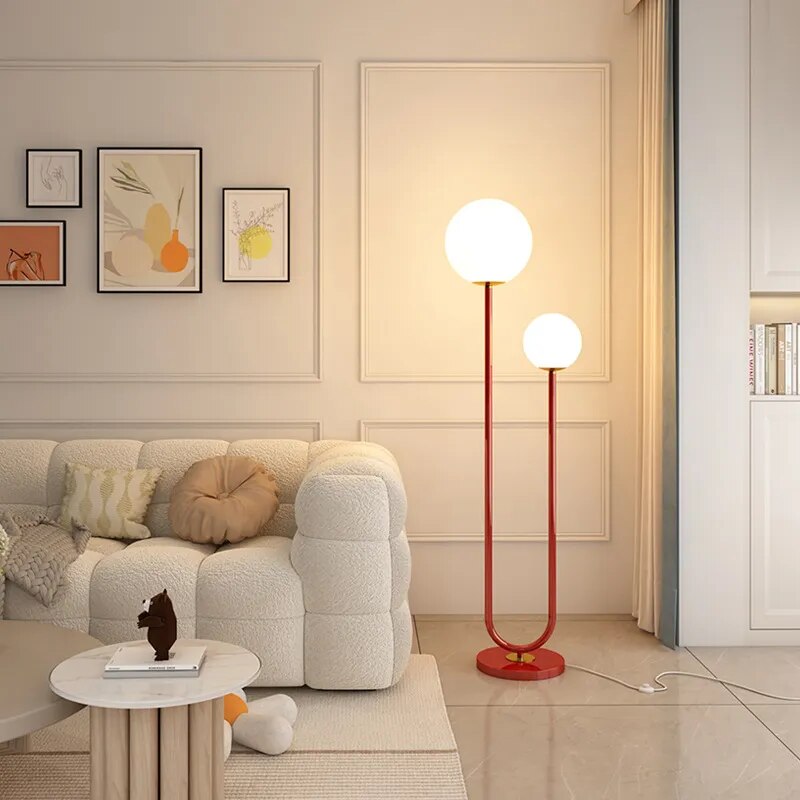 Lampadaire design LED en métal avec deux globes MILA