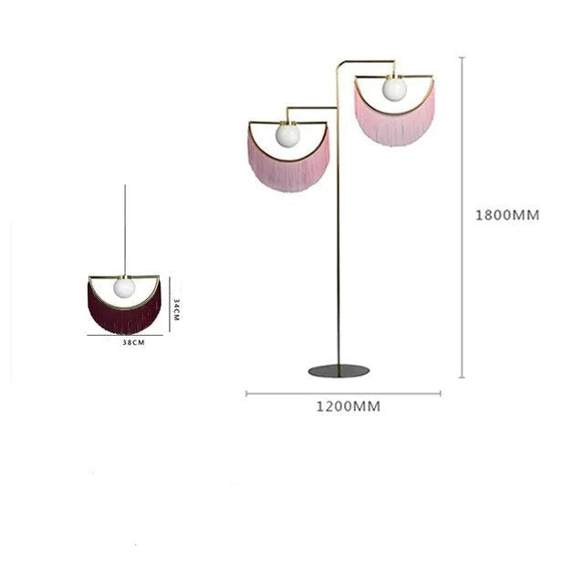 Lampadaire design en métal doré avec abat-jour en tissu SWING