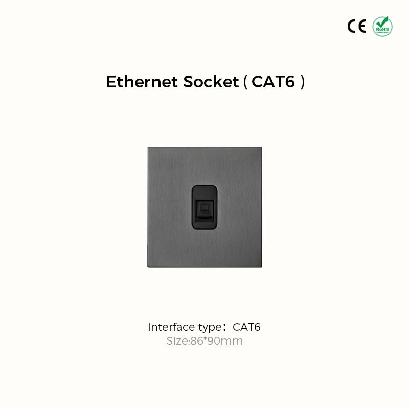 Prises et interrupteurs design minimaliste à bascule en acier inoxydable gris effet brossé SVS12