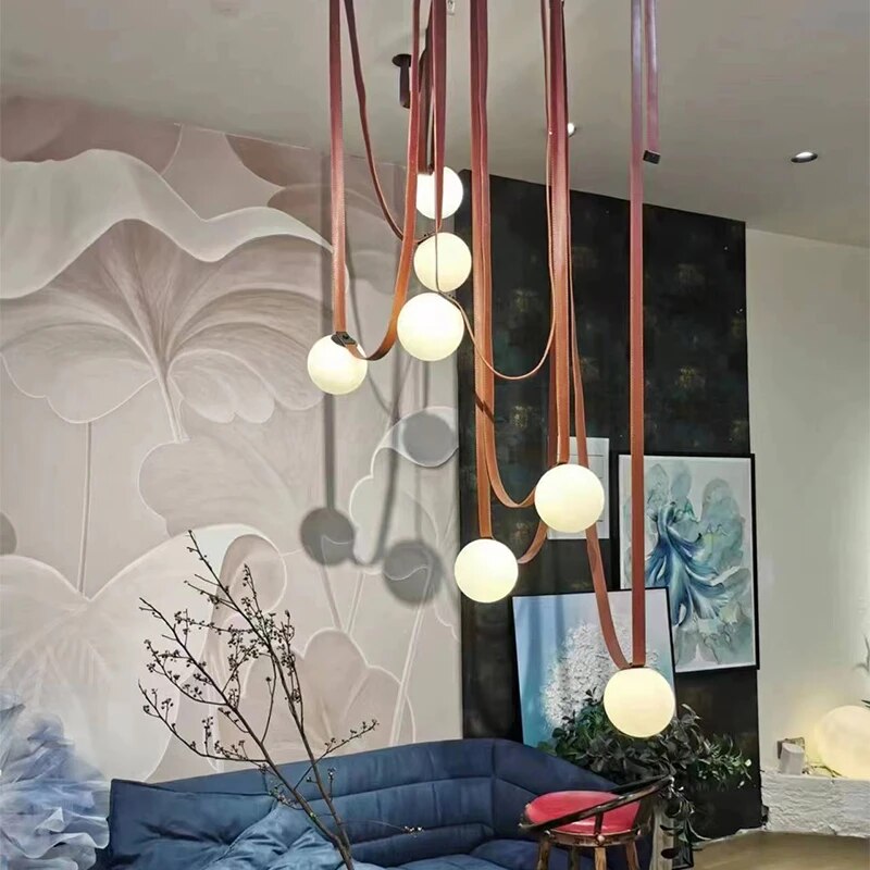 Suspension design multisangles avec globes blanche NETA