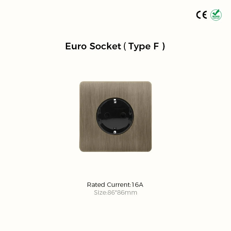 Prises et interrupteurs design à bascule en acier inoxydable bronze effet brossé SPS10