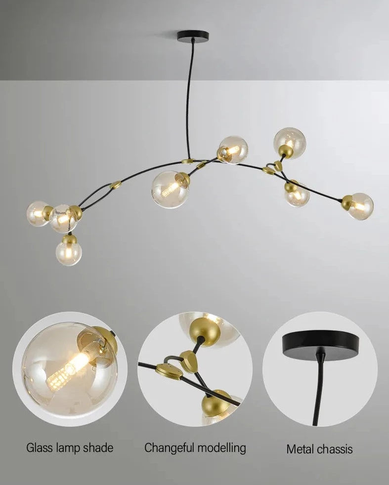 Lustre design forme organique en métal et globe en verre FORMENTERA 8