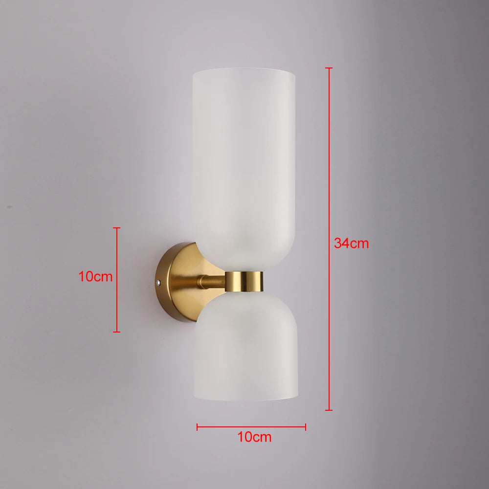 Designer metal wall light with glass lampshade SEETSA