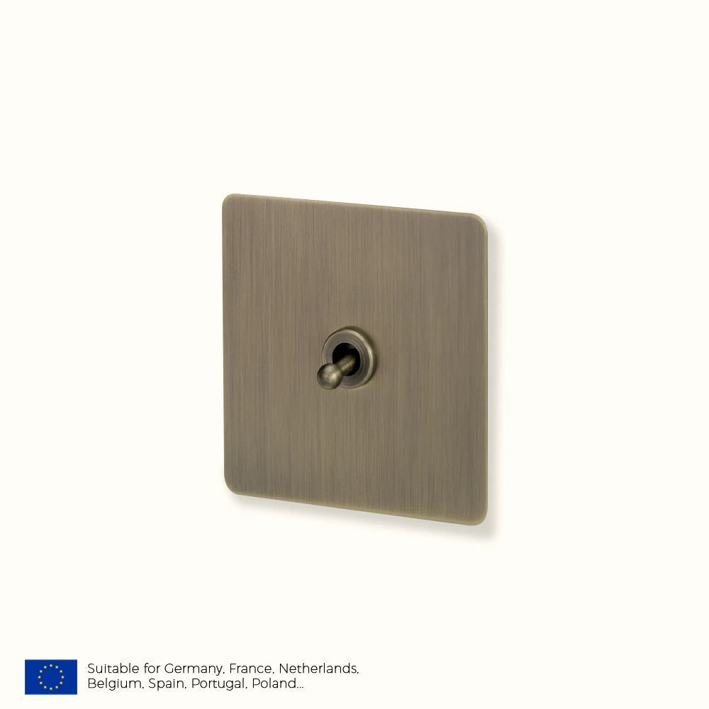 Prises et interrupteurs design à bascule en acier inoxydable bronze effet brossé SPS10