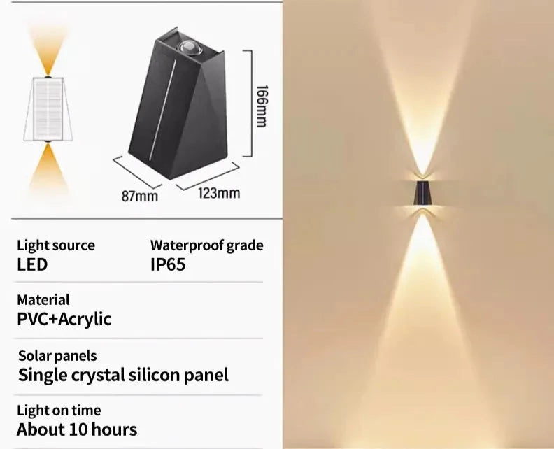 Applique murale d'extérieur solaire LED en acrylique étanche IP65 et antirouille OWL56