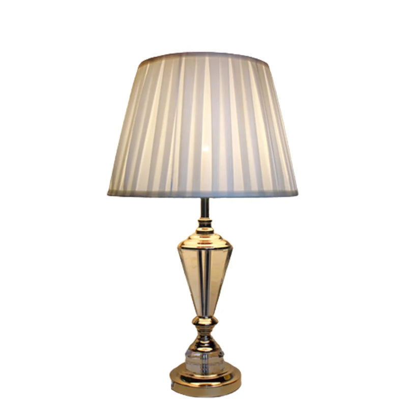 Lampe e table vintage en cristal K9 avec abat-jour en tissu plissé DONNA