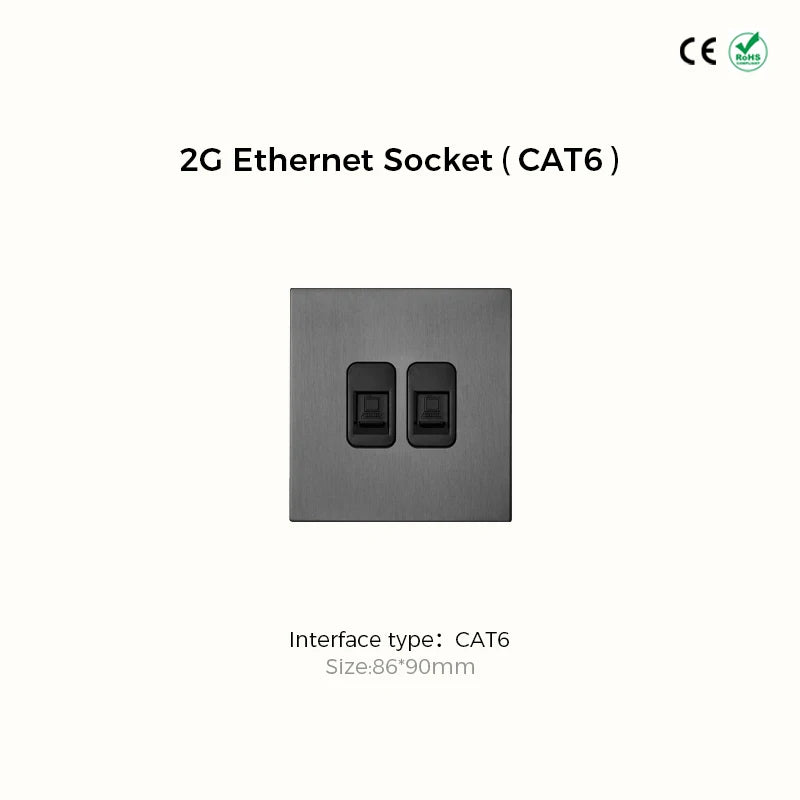Prises et interrupteurs design minimaliste à bascule en acier inoxydable gris effet brossé SVS12
