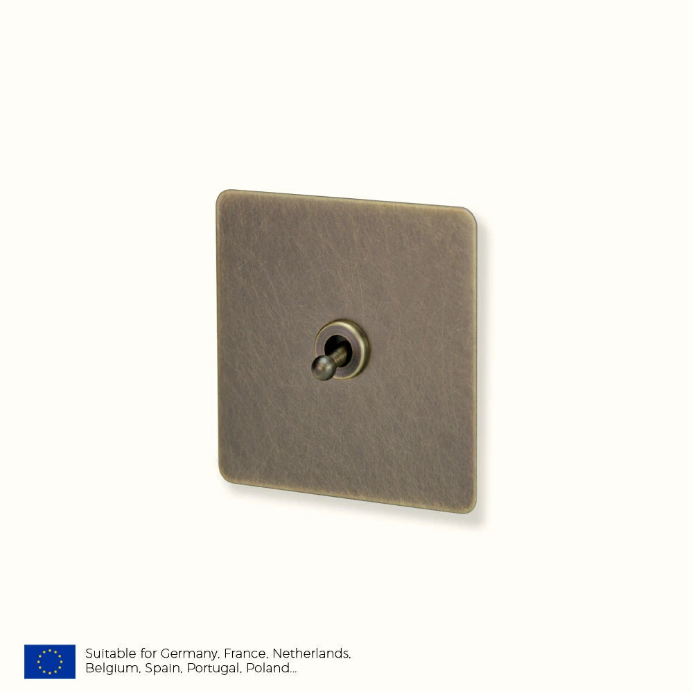 Prises et interrupteurs design à bascule en acier inoxydable bronze effet vieilli SPS12
