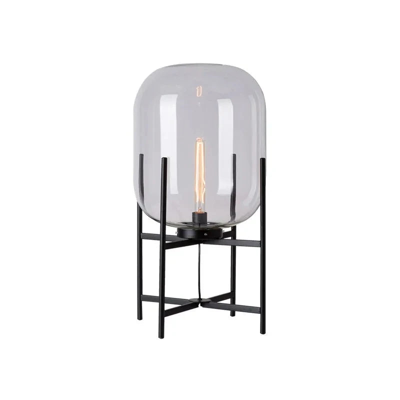 Lampadaire design en métal noir avec abat-jour en verre TAKO