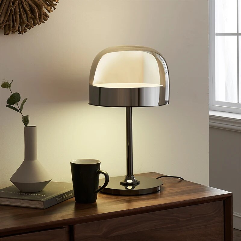 Lampe de table LED en métal et abat-jour en verre DIKYA