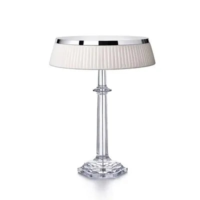 Lampe de table design transparente avec abat-jour en tissu BOUGI