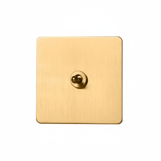 Prises et interrupteurs design à bascule en acier inoxydable doré effet brossé SXS12