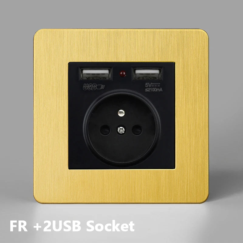 SXS12 Brushed Brass Sockets and Toggle Switches