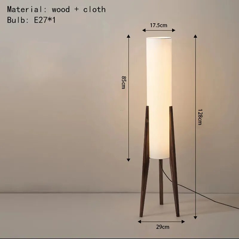 Lampadaire design en bois et tissu LINEA