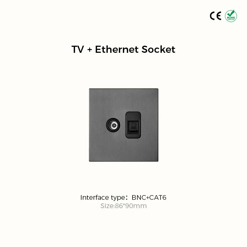 Prises et interrupteurs design minimaliste à bascule en acier inoxydable gris effet brossé SVS12