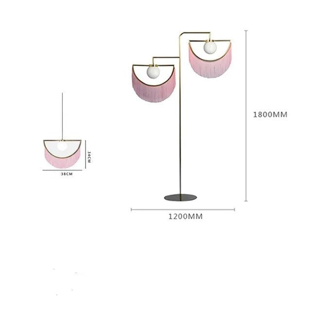 Lampadaire design en métal doré avec abat-jour en tissu SWING