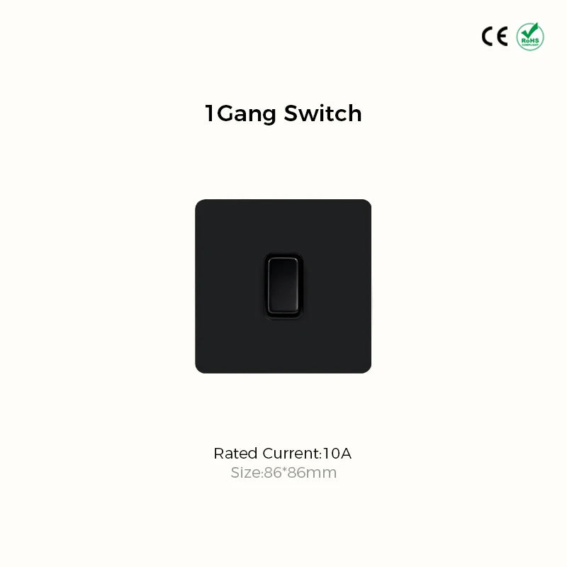 Prises et interrupteurs design à poussoir en acier inoxydable noir mat SS21