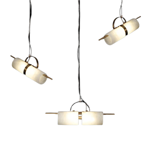 Petite suspension design LED en marbre et métal doré MASCER