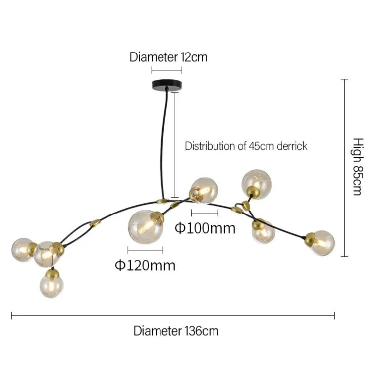 Lustre design forme organique en métal et globe en verre FORMENTERA 8