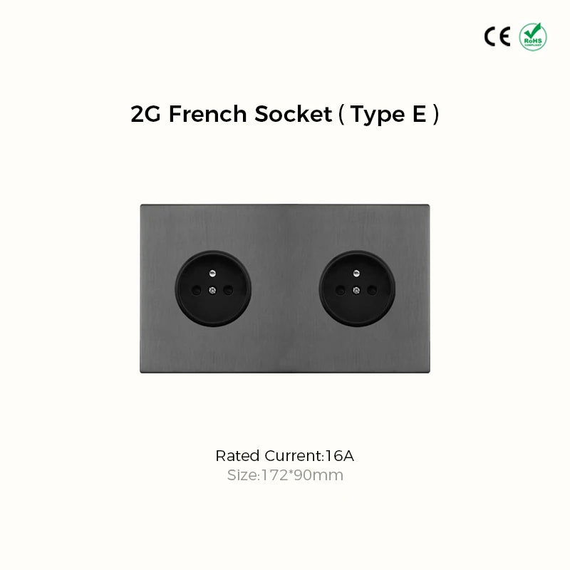 Prises et interrupteurs design minimaliste à bascule en acier inoxydable gris effet brossé SVS12