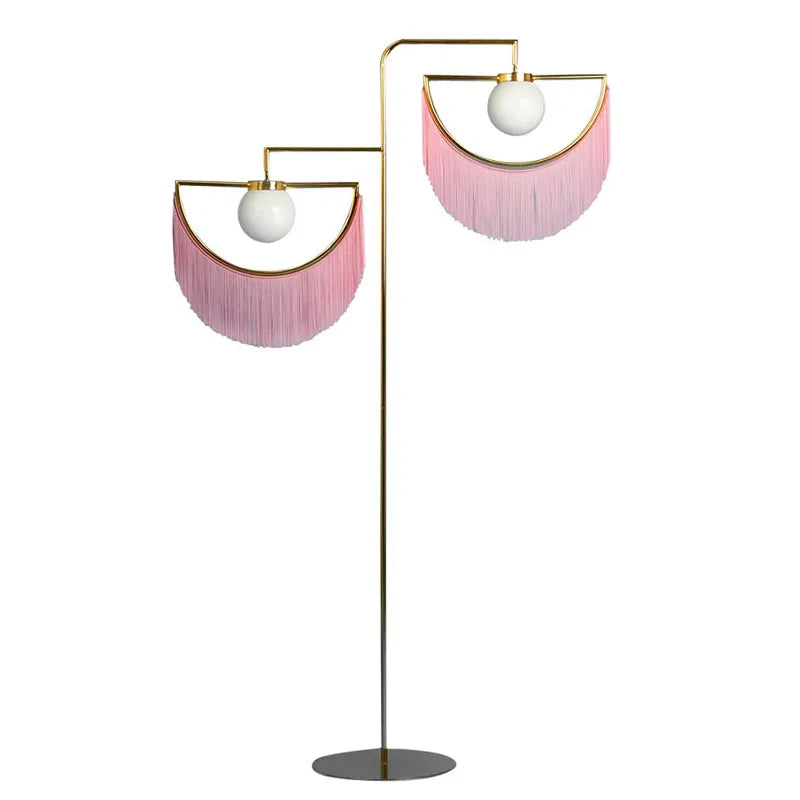 Lampadaire design en métal doré avec abat-jour en tissu SWING