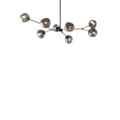 Lustre design en métal avec globe en verre forme organique LOOP 8