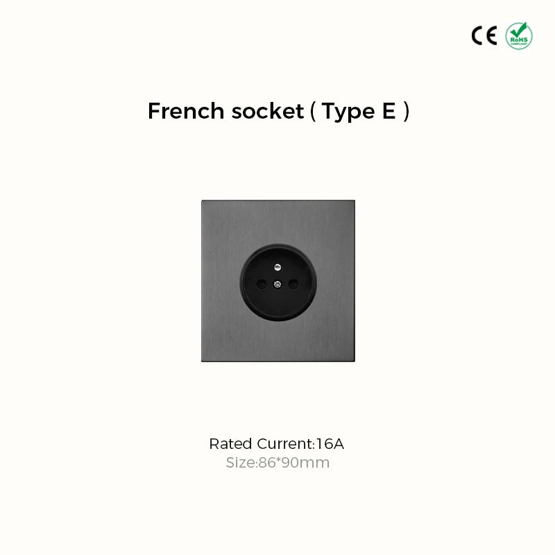 Prises et interrupteurs design minimaliste à bascule en acier inoxydable gris effet brossé SVS12
