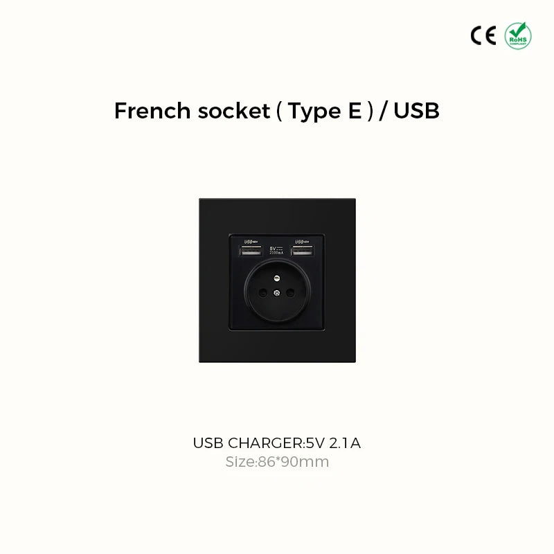 Prises et interrupteurs design minimaliste à bascule en acier inoxydable noir mat SVS13