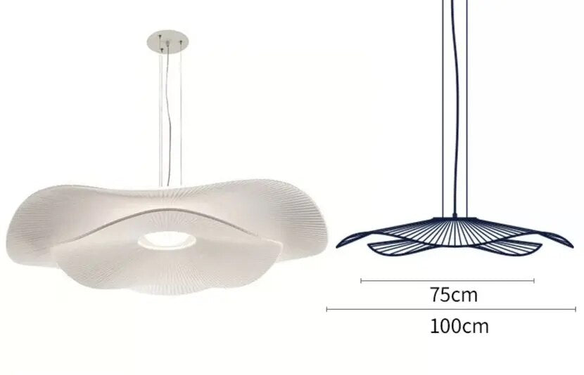 Suspension blanche design LED en métal et tissu FLOS