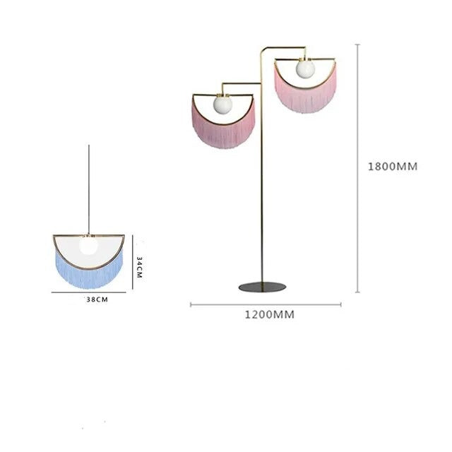 Lampadaire design en métal doré avec abat-jour en tissu SWING