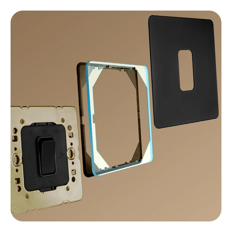 Prises et interrupteurs design à poussoir en acier inoxydable noir mat SS21