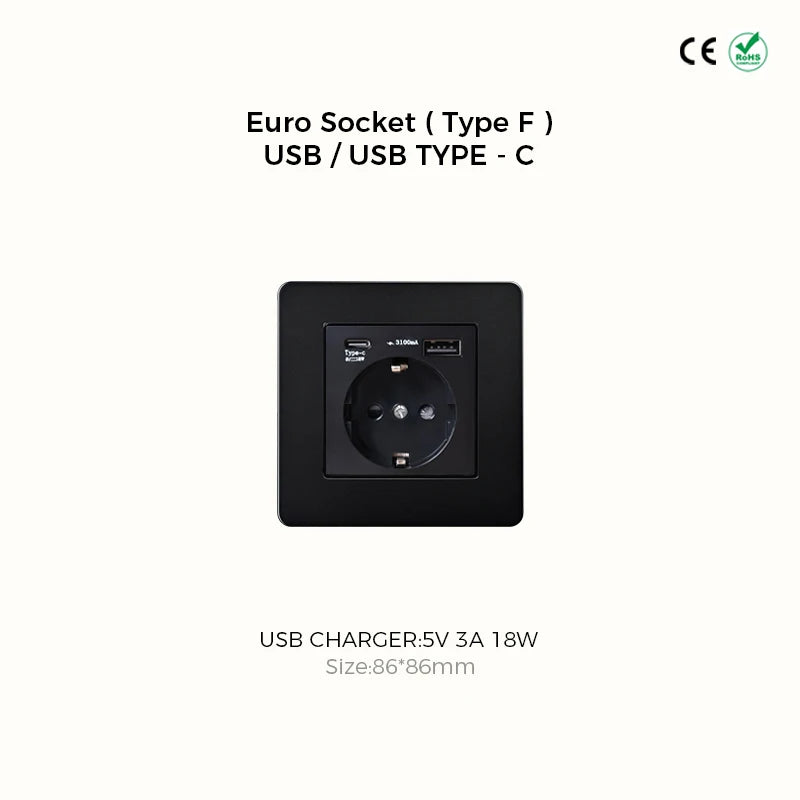 Prises et interrupteurs design minimaliste à bascule en acier inoxydable noir mat SVS-R13