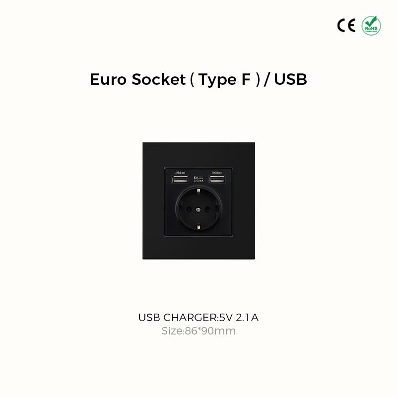 Prises et interrupteurs design minimaliste à bascule en acier inoxydable noir mat SVS13