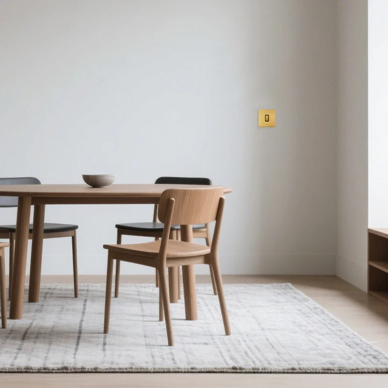 Prises et interrupteurs design à poussoir en acier inoxydable doré effet brossé SS20