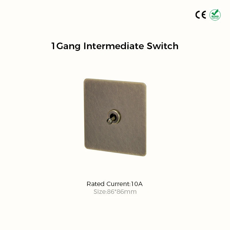 Prises et interrupteurs design à bascule en acier inoxydable bronze effet vieilli SPS12