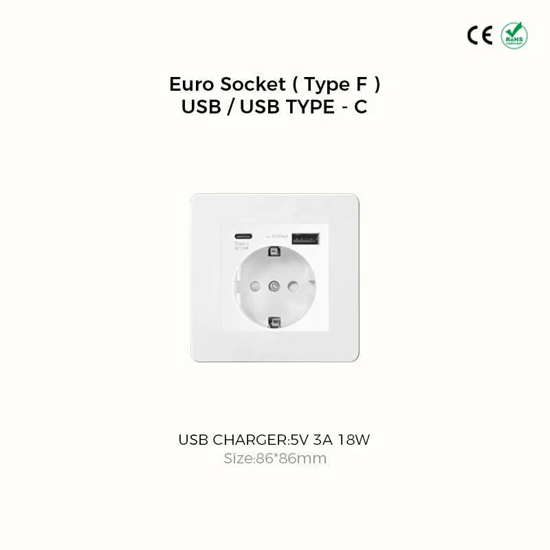 Prises et interrupteurs design à bascule doré en acier inoxydable blanc mat SKS12