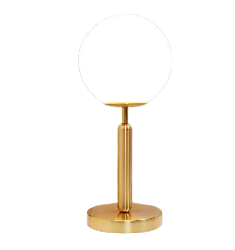 Lampe de chevet en métal avec abat-jour en verre opale CINDY